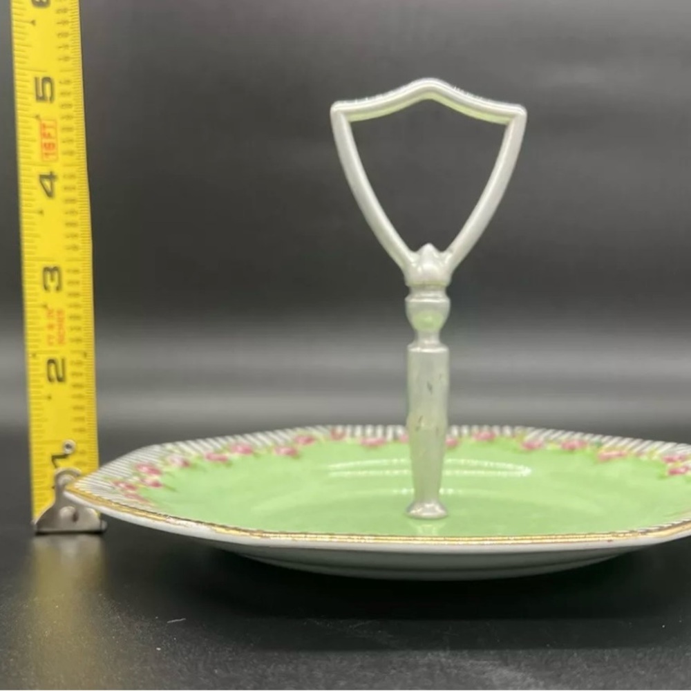 Winton Grimwades Lemon Server Candy Dessert Tidbit Plate Tray Roses Stripes Mint - Picture 5 of 9